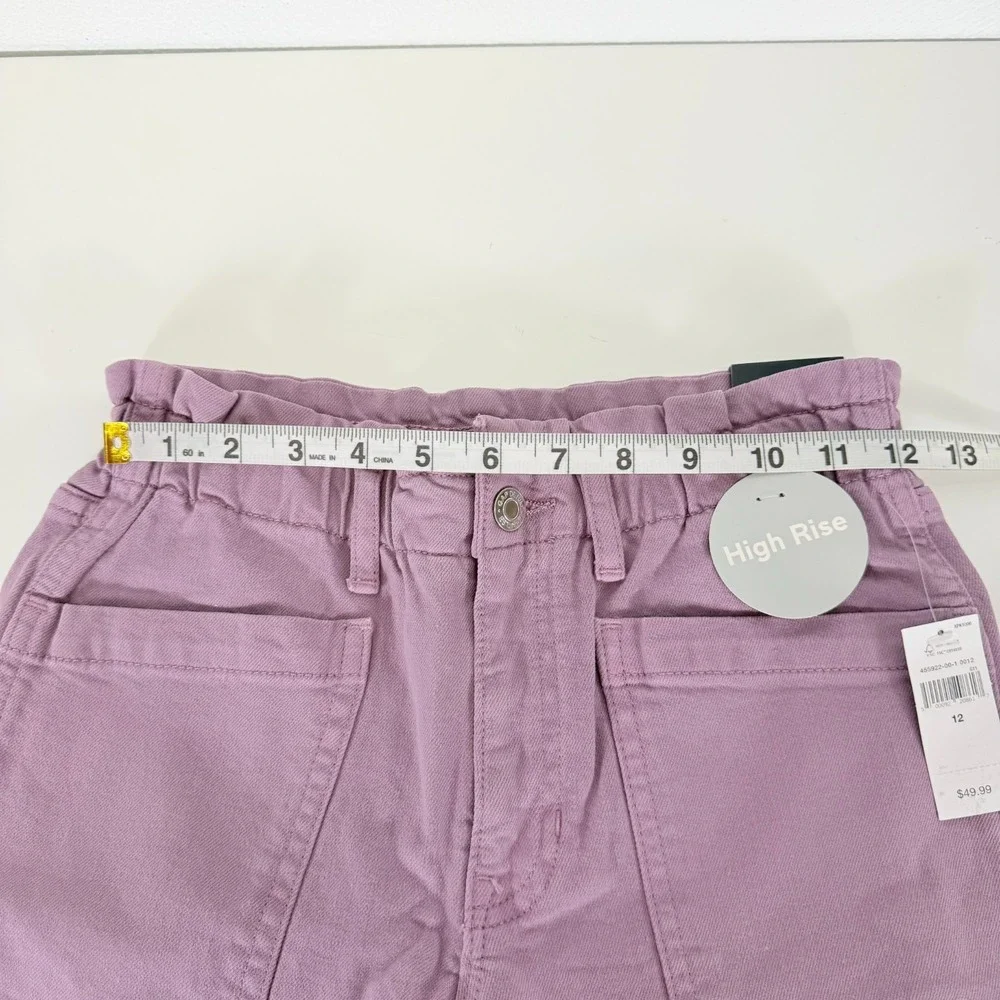 GAP NWT Girls High-Rise Elastic Paperbag Waist Denim Lavendar Mom Jeans Size 12